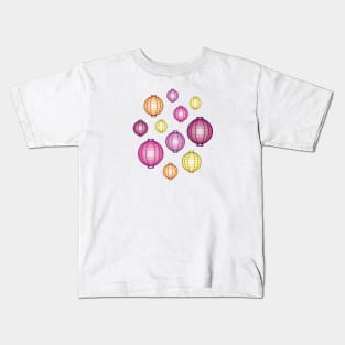 Lanterns | Mid Autumn Festival | Pink Orange Yellow | White Kids T-Shirt